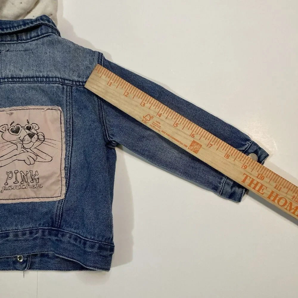 Zara Baby Girl x Pink Panther Terry Hood Love Denim Jacket 9-12m